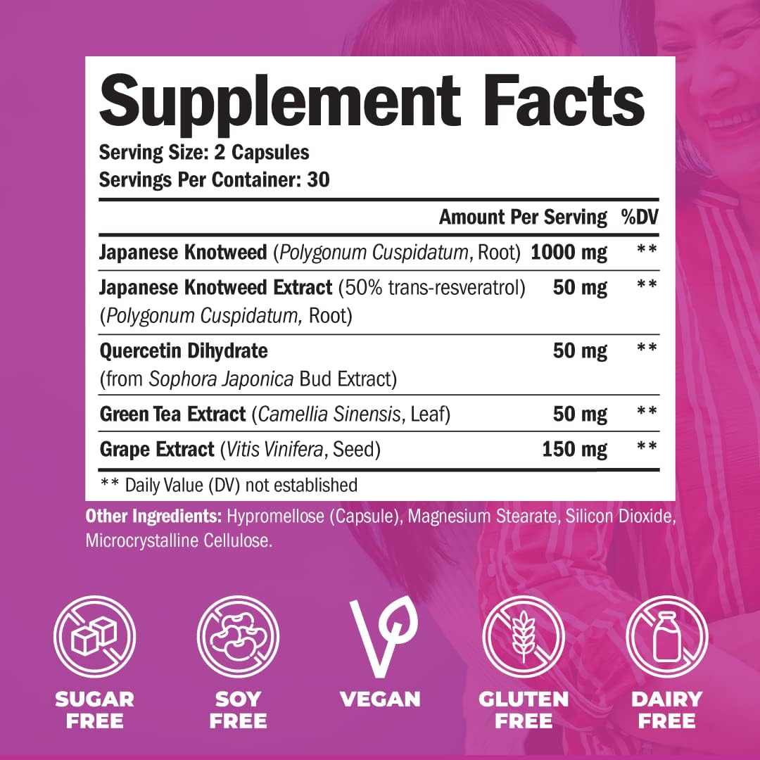 Japanese Knotweed Capsules - Resveratrol Supplement with 1000mg Japanese Knotweed 60 caps