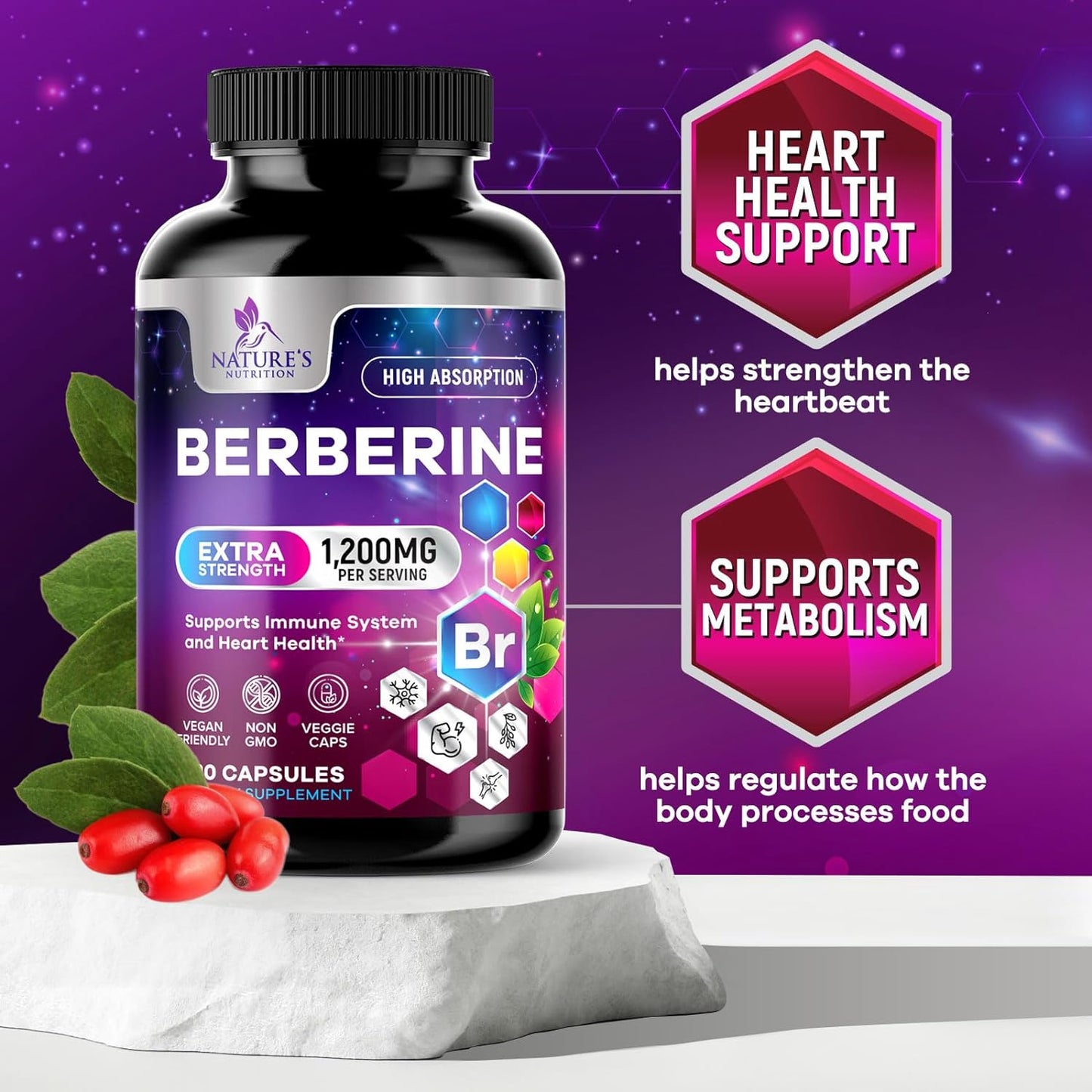 Berberine Supplement 1200mg, High Absorption Berberine -120 capsules