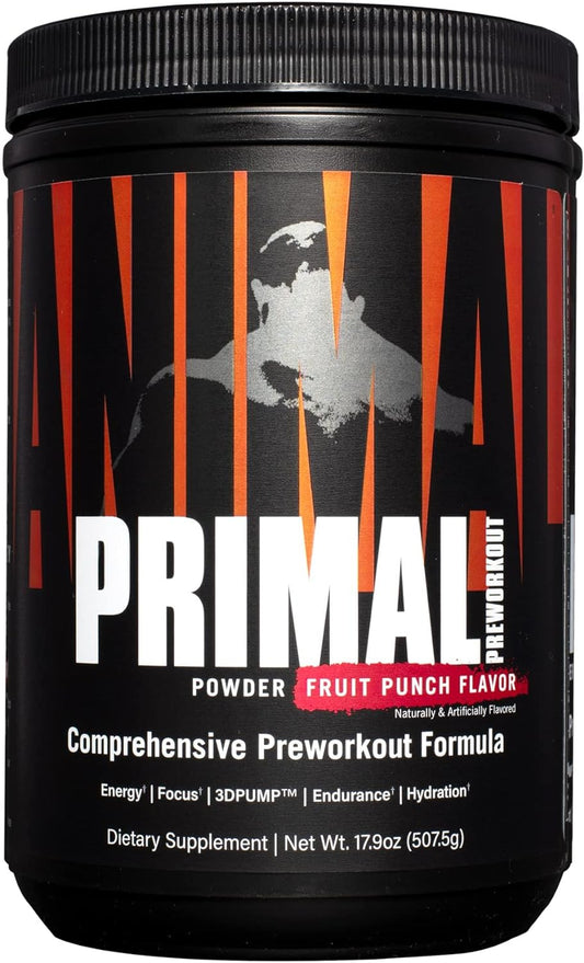 Animal Primal Muscle Hydration + Preworkout Powder– Fruit Punch Flavor, 17.9 oz