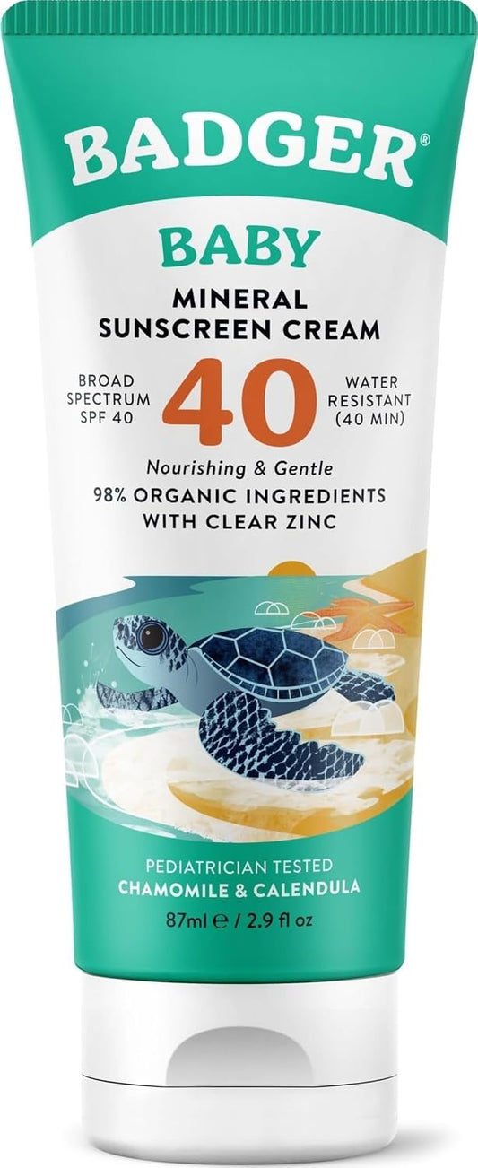 Badger Mineral Baby Sunscreen Cream SPF 40 - 2.9 fl oz