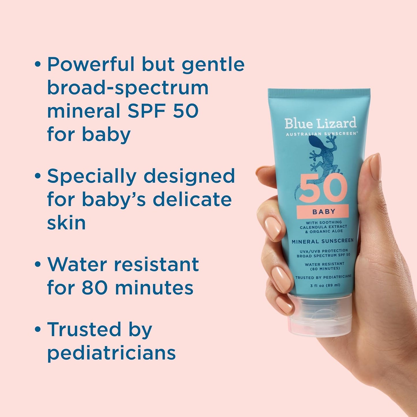 BLUE LIZARD Baby Mineral Sunscreen with Zinc Oxide, SPF 50+ - 3 Ounce