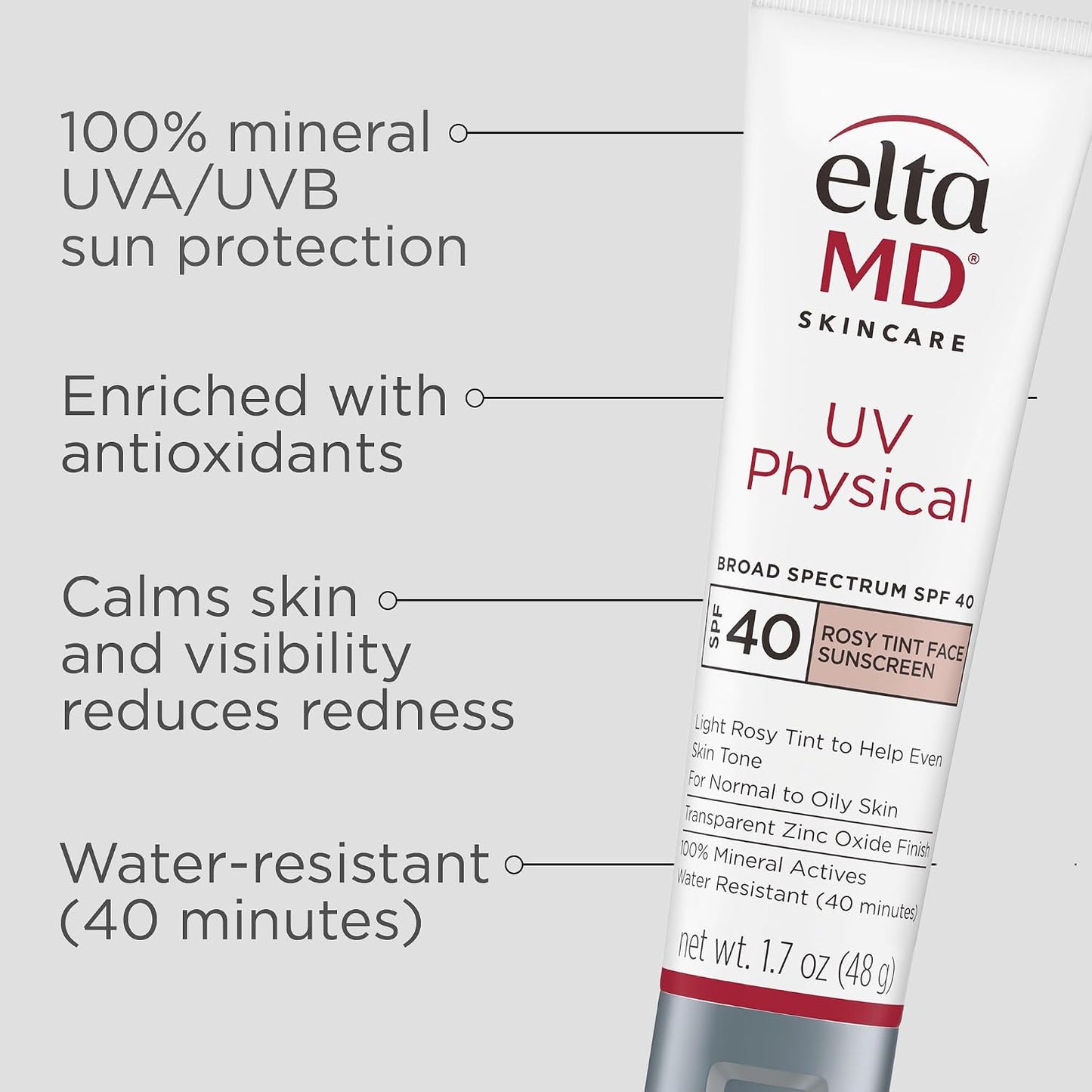 EltaMD UV Physical Rosy Tint Sunscreen for Face, SPF 40 - 1.7 oz