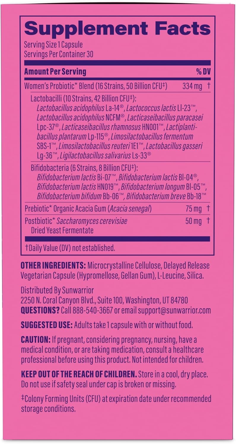 Sunwarrior Probiotic for Gut Health 50 Billion CFU Probiotics Supplement   - 30 Capsules