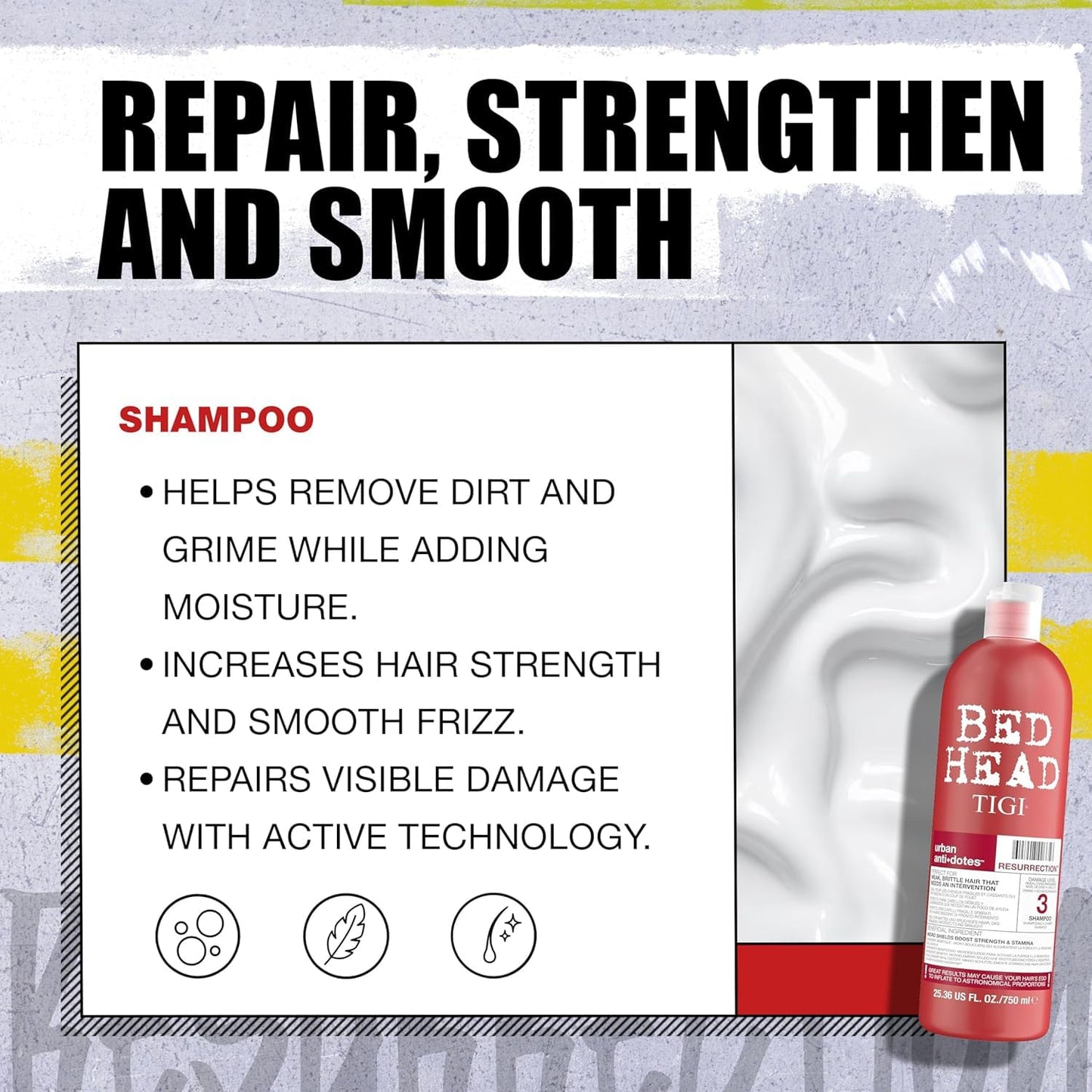 Bed Head Tigi Urban Anti+dotes Resurrection Shampoo Damage Level 3 - 25.36 Ounce