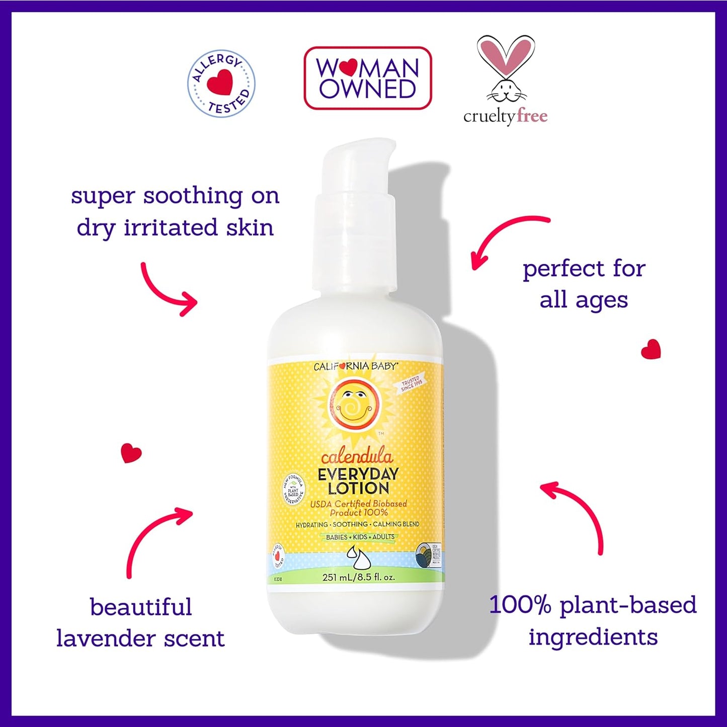 California Baby Calendula Lotion  100% Plant-Based Moisturizer 8.5 oz.