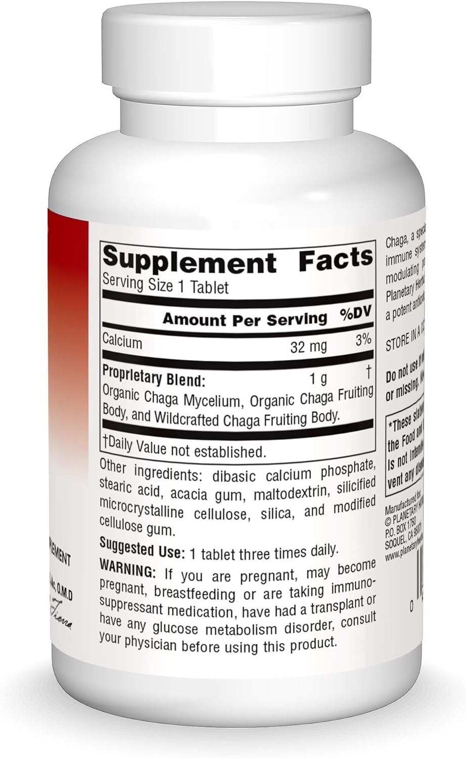 Planetary Herbals Chaga Full Spectrum, Enhance Cellular Immunity, 120 Count