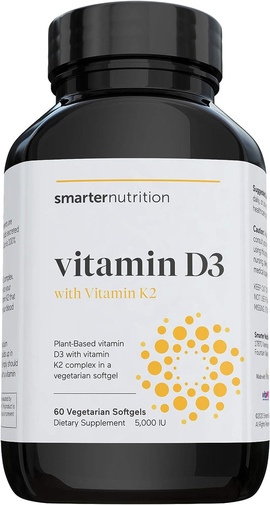 Plant-Based Vitamin D3 Immune Support with Vegan K2 Complex 60 count