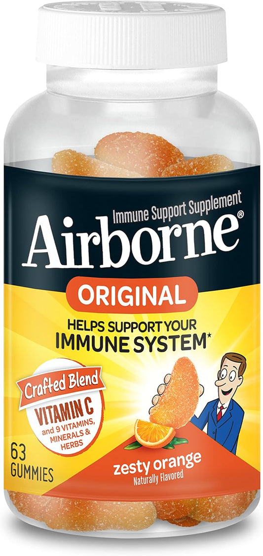 Airborne Vitamin C 750mg  Zesty Orange Flavored Gummies  - 63 Count