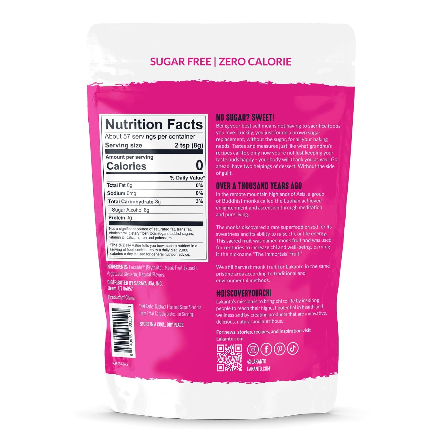 Lakanto Brown Monk Fruit Sweetener With Erythritoln - 1 Lb