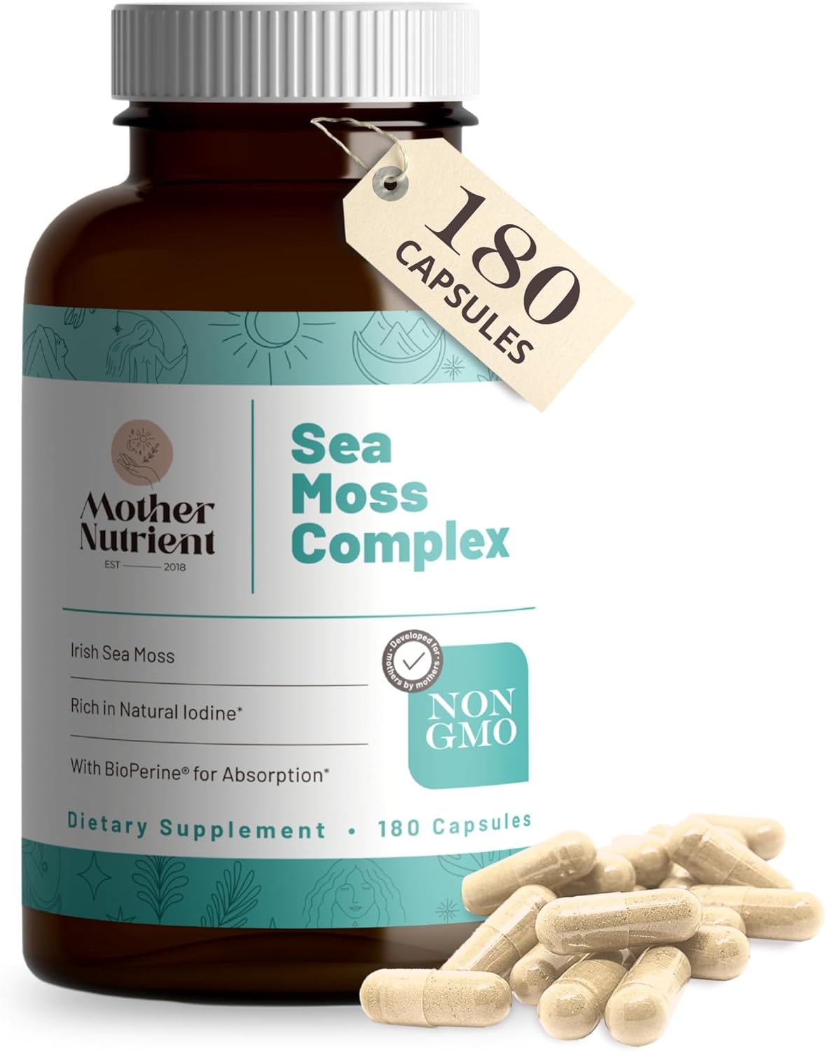 Sea Moss Capsules Complex with Wildcrafted Irish Sea Moss,180 Capsules