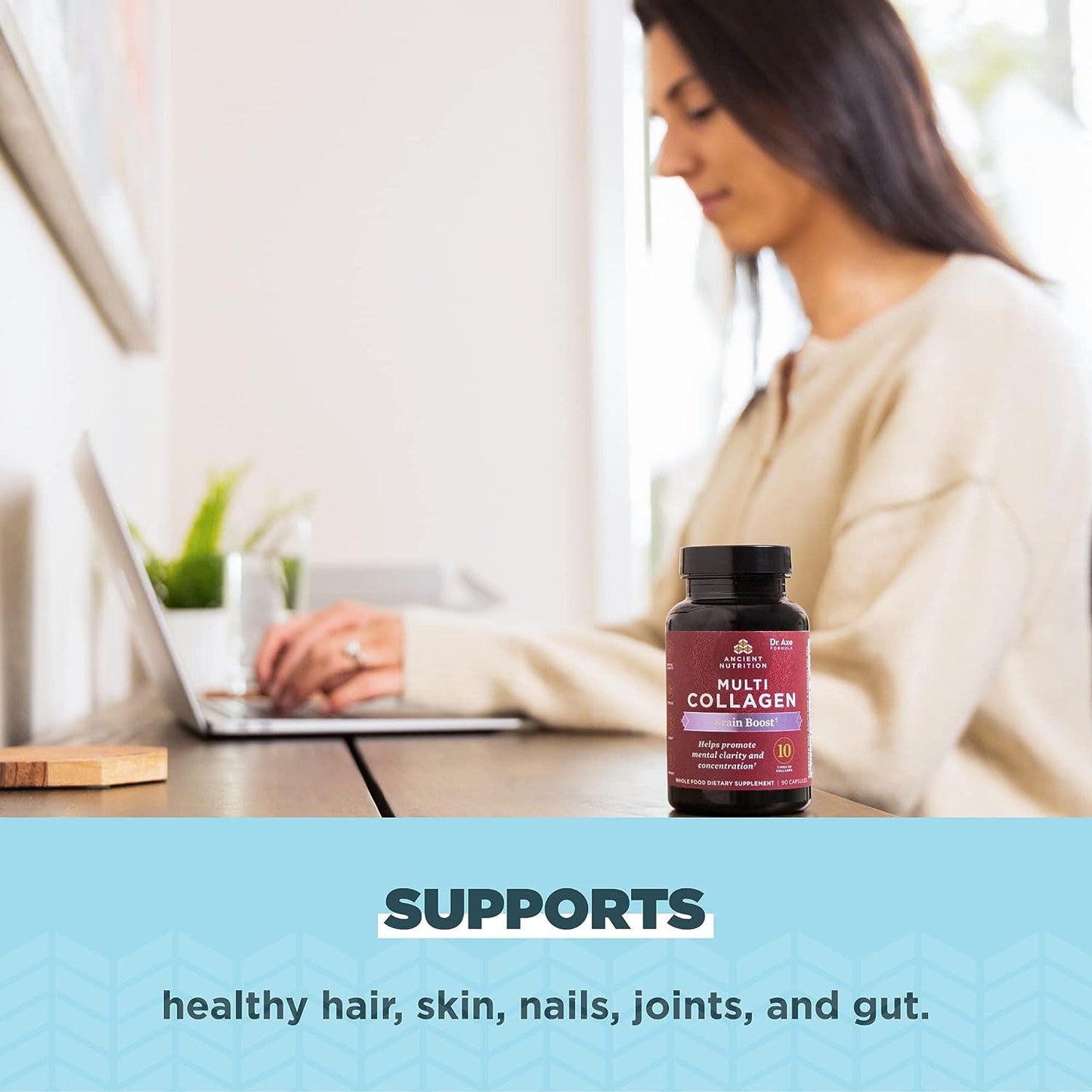Ancient Nutrition Collagen Protein Brain Boost, Collagen Protein Capsules Brain Supplement 90 count