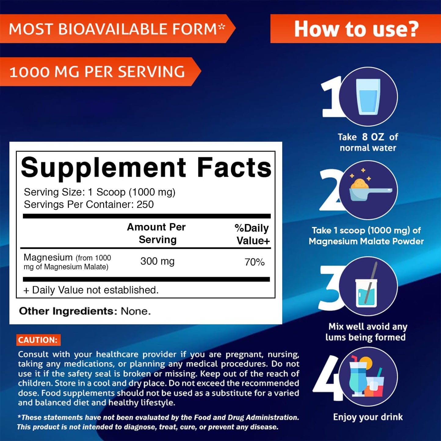 Vitamatic Magnesium Malate 1000mg  - 8.8 oz