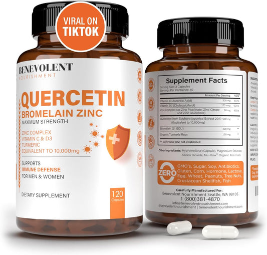 Benevolent Nourishment Quercetin with Bromelain, Zinc Complex - 120 capsules