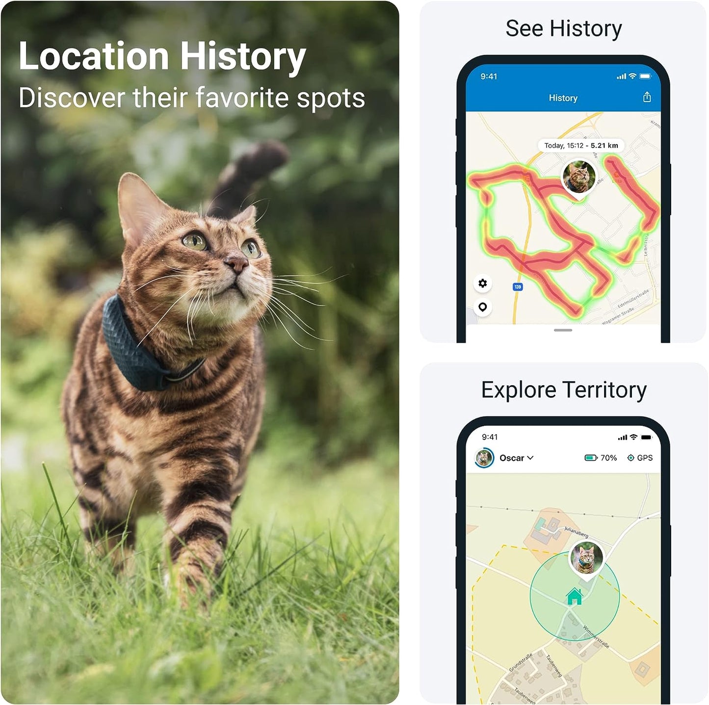 Tractive GPS Cat Tracker (9 lbs+) - Waterproof, GPS Location & Smart Activity Unlimited Range