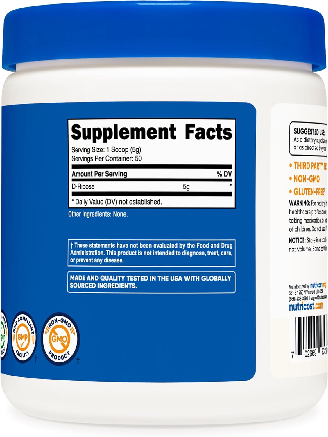 Nutricost D-Ribose Powder (250 Grams)