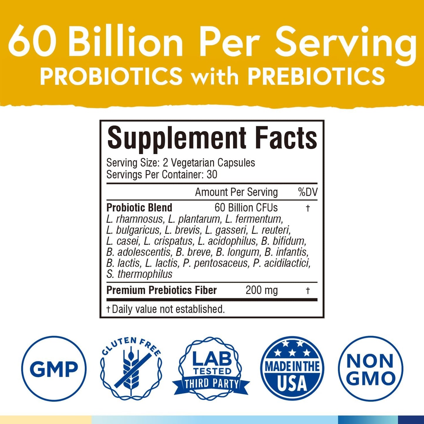 Terranics Probiotics 60 Billion CFU, 20 Strains, 60 Veg Capsules