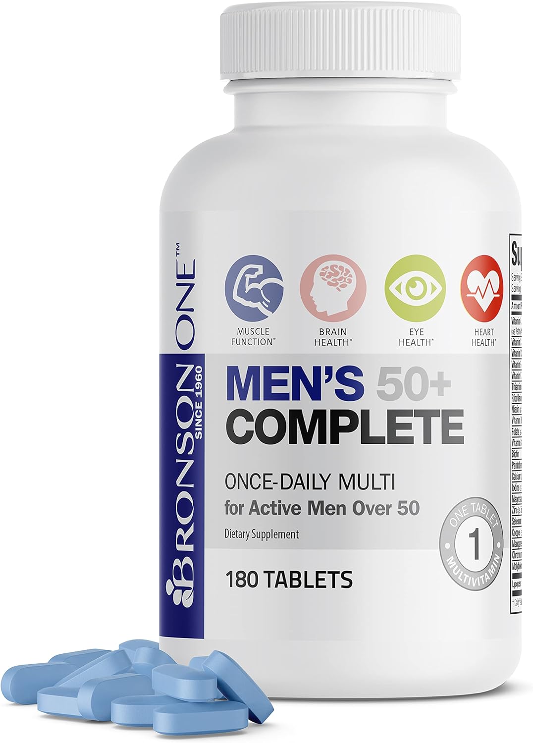 Bronson ONE Daily Mens 50+ Complete Multivitamin Multimineral, 180 Tablets