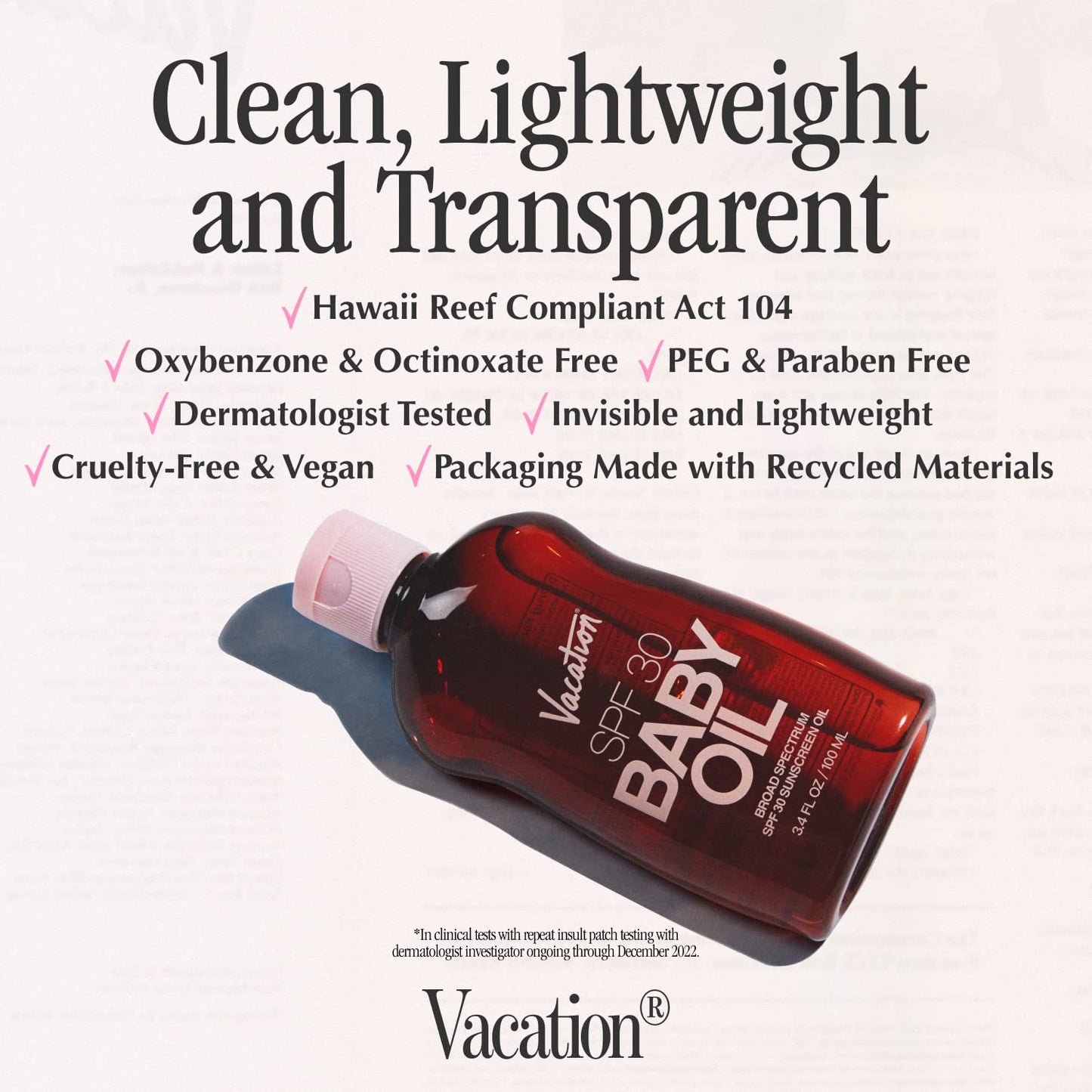 Vacation Baby Oil SPF 30 & Air Freshener Bundle,3.4 Fl. Oz.