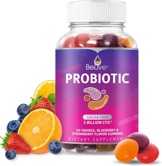 BeLive Probiotic Gummies - Probiotics with 5 Billion CFUs for Digestive Health