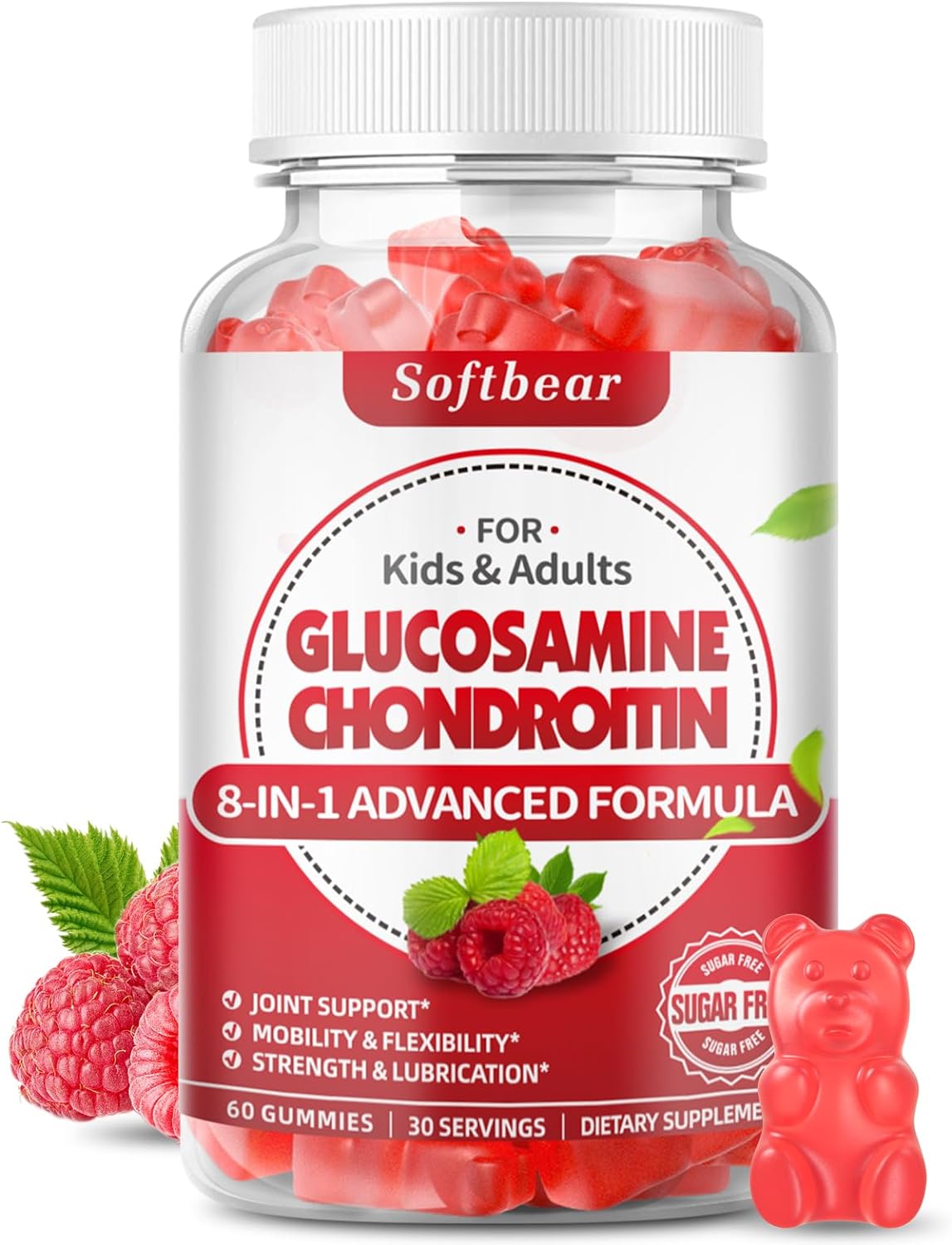 softbear Glucosamine Chondroitin Gummies Sugar Free  60 Count