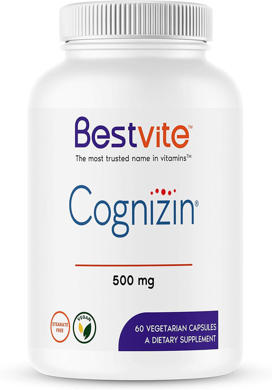 BESTVITE Cognizin Citicoline 500mg (60 Vegetarian Capsules)
