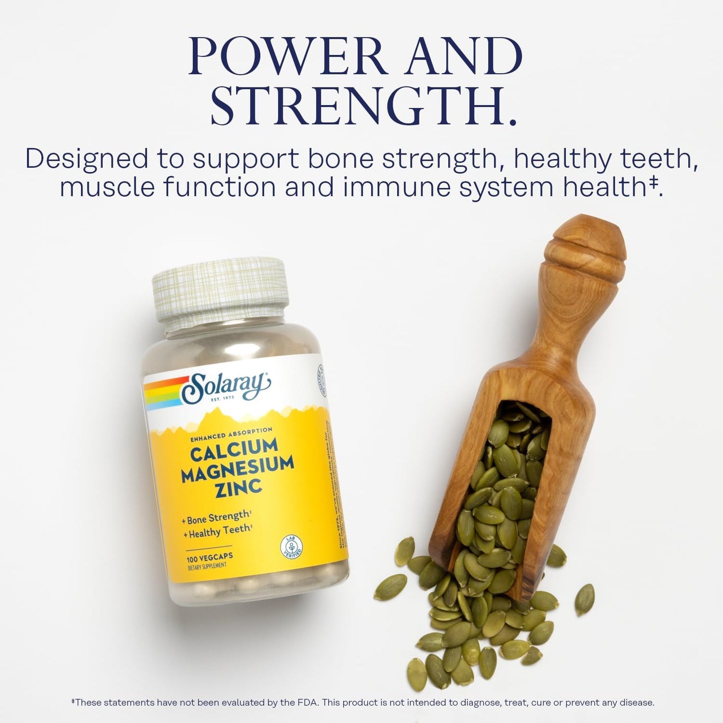 Solaray Calcium, Magnesium, Zinc | High Absorption with Glutamic Acid