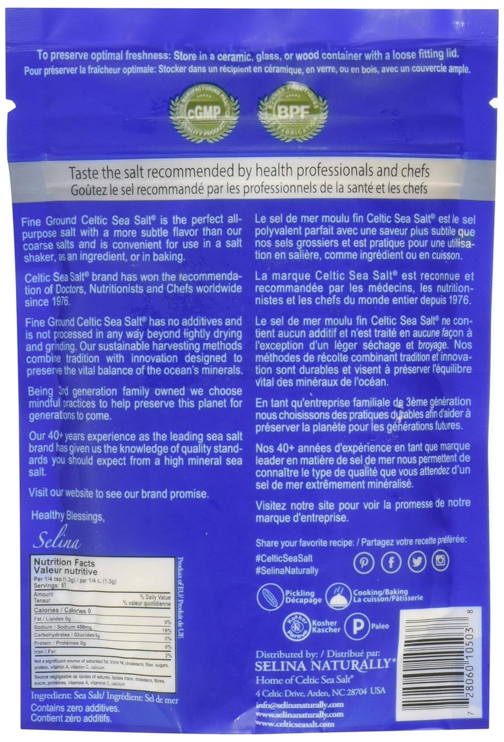 Fine Ground Celtic Sea Salt ¼ lb Resealable Bag