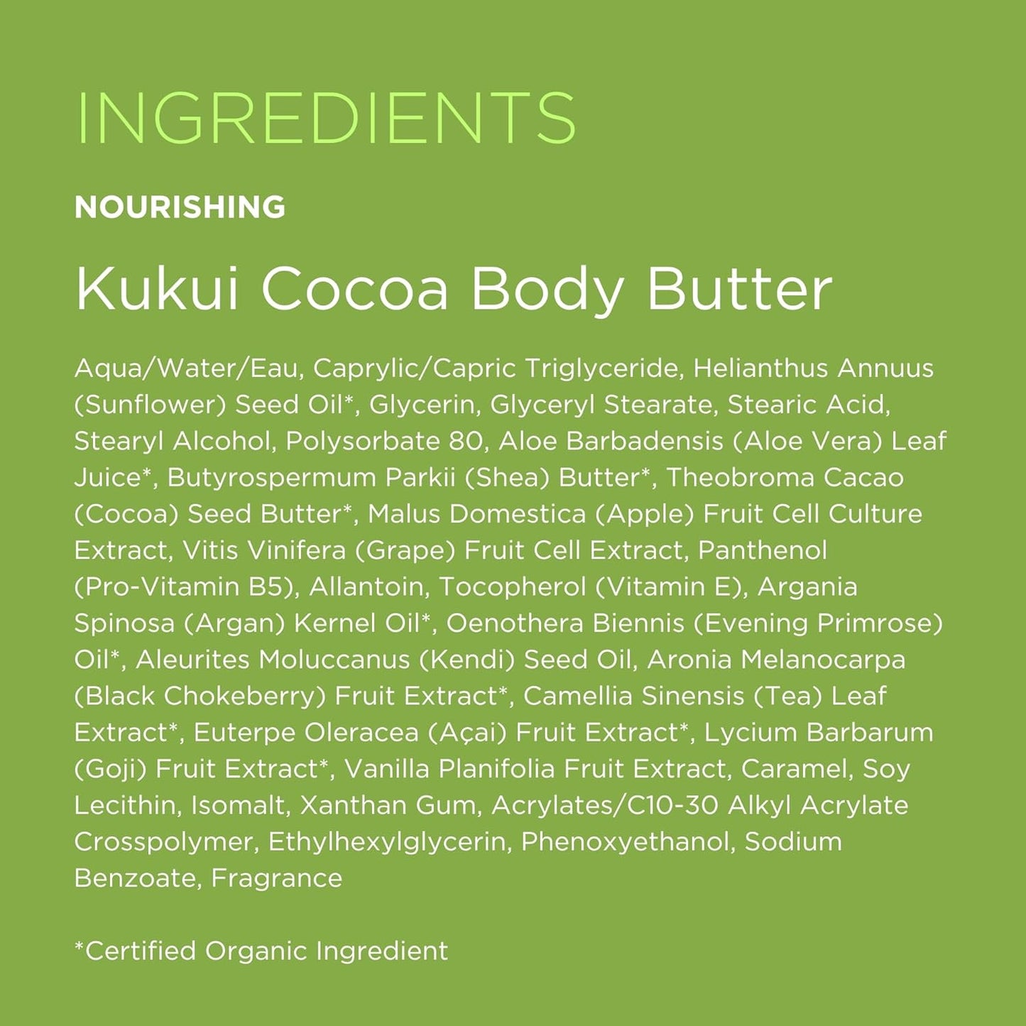 Andalou Naturals Body Butter, Kukui Cocoa Cream, 8 Oz