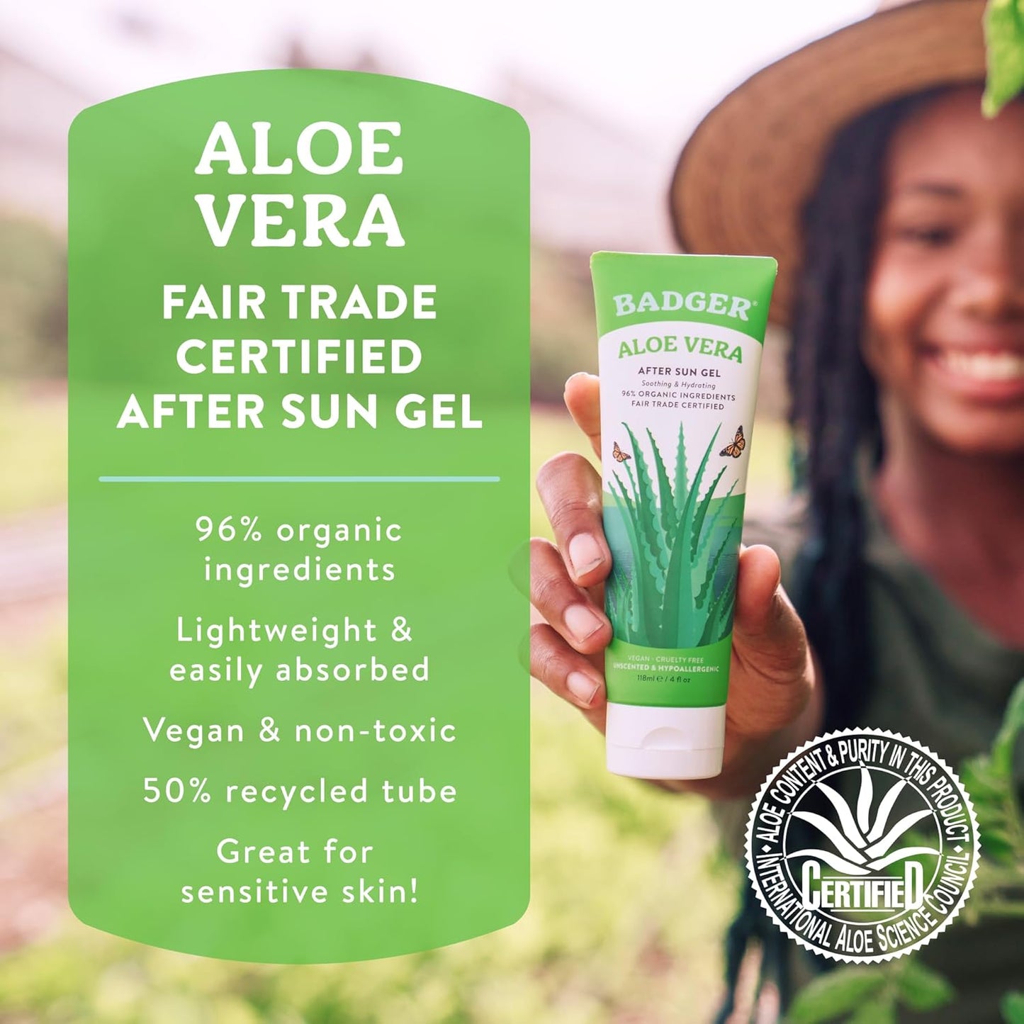 Badger Organic Aloe Vera Gel for Face & Body - 4 fl oz