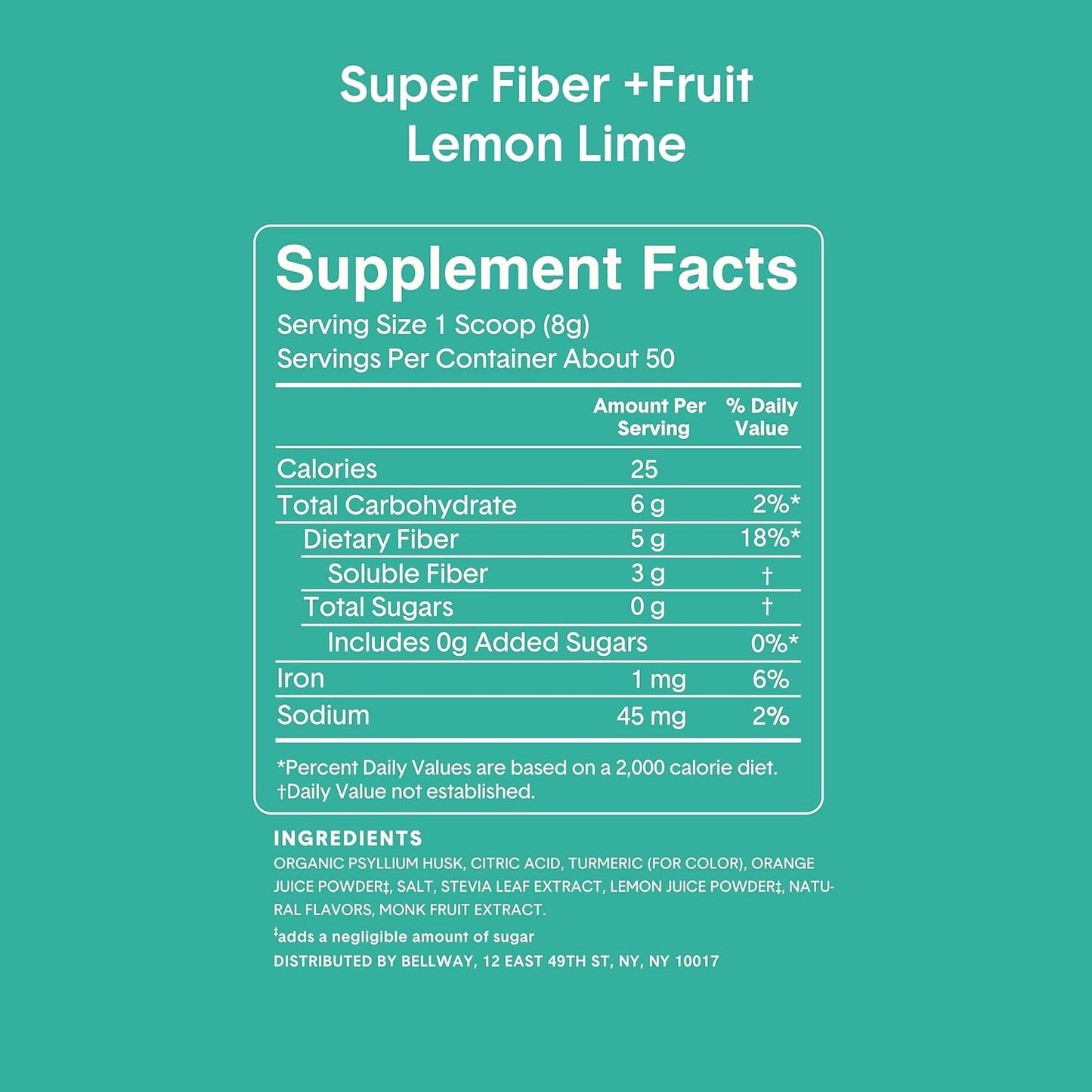 Bellway Super Fiber Powder + Fruit, Sugar Free Organic Psyllium Husk Powder (13.7 oz)