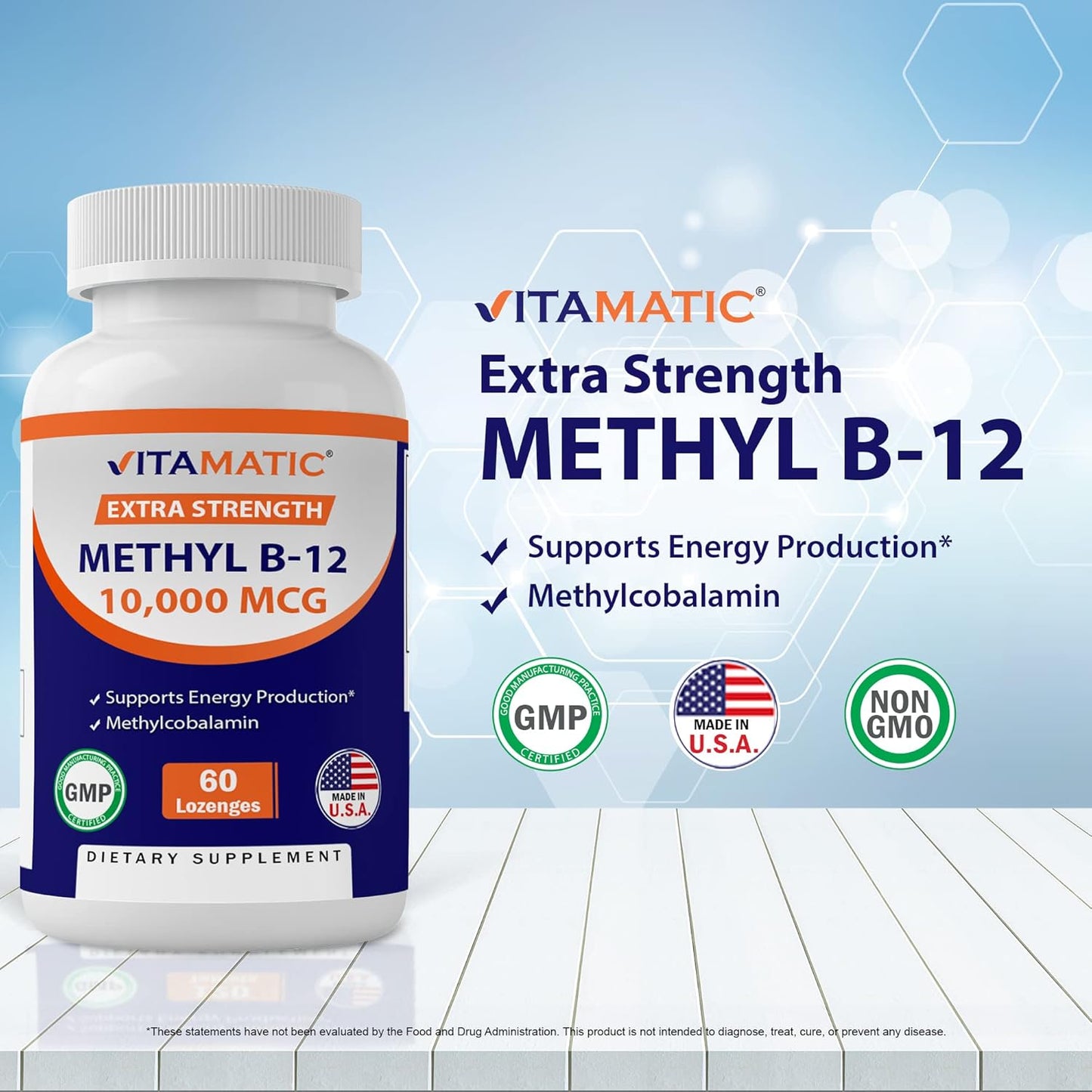 Vitamatic Methyl B12 (Methylcobalamin) 10,000 mcg – 60 Lozenges
