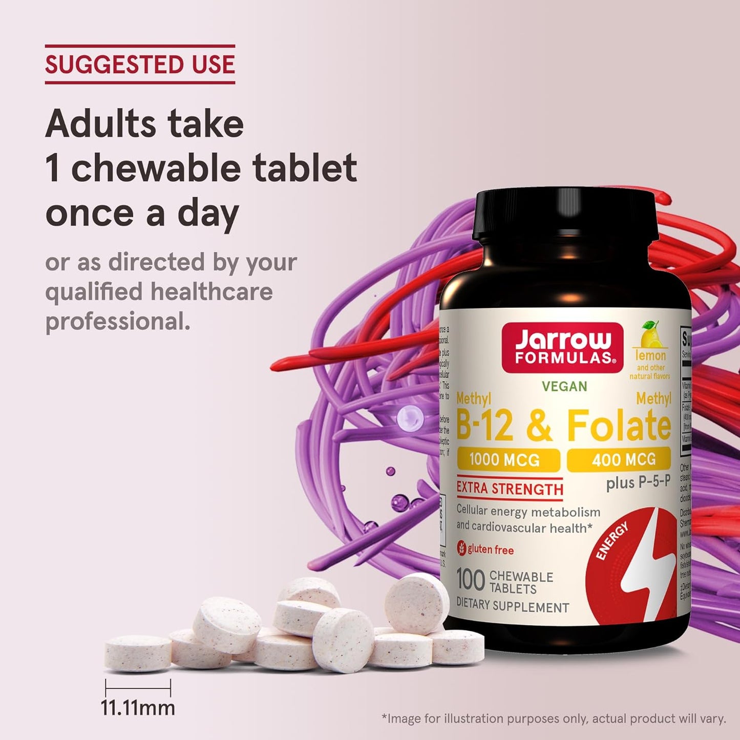 Jarrow Formulas Extra Strength Methyl B-12 100 Chewable Tablets