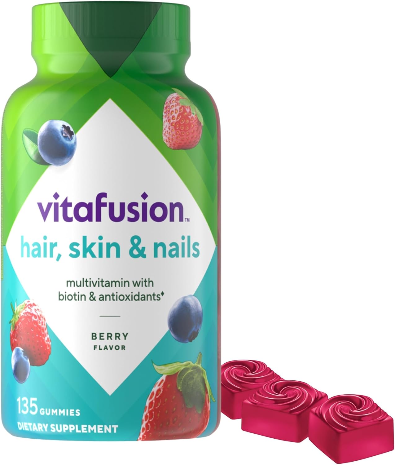 Vitafusion Gorgeous Hair, Skin & Nails Multivitamin Gummy Raspberry Flavor, 135ct