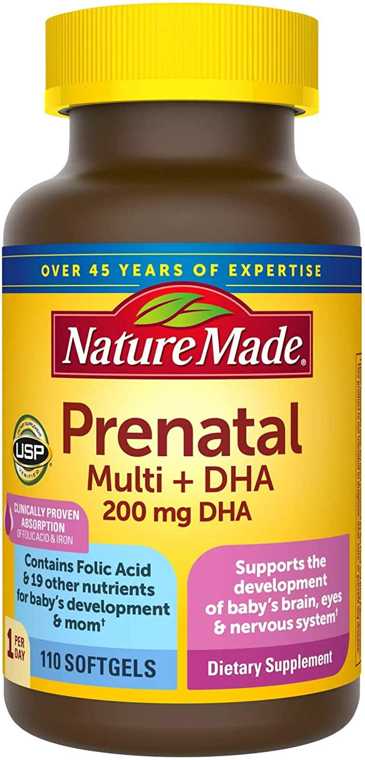 Nature Made Prenatal with Folic Acid + DHA,110 Softgels