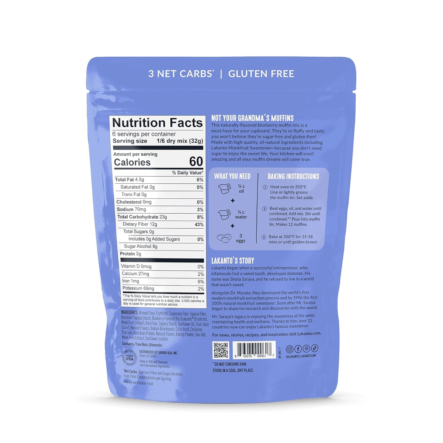 Lakanto Sugar Free Blueberry Muffin Mix - 6.77 oz