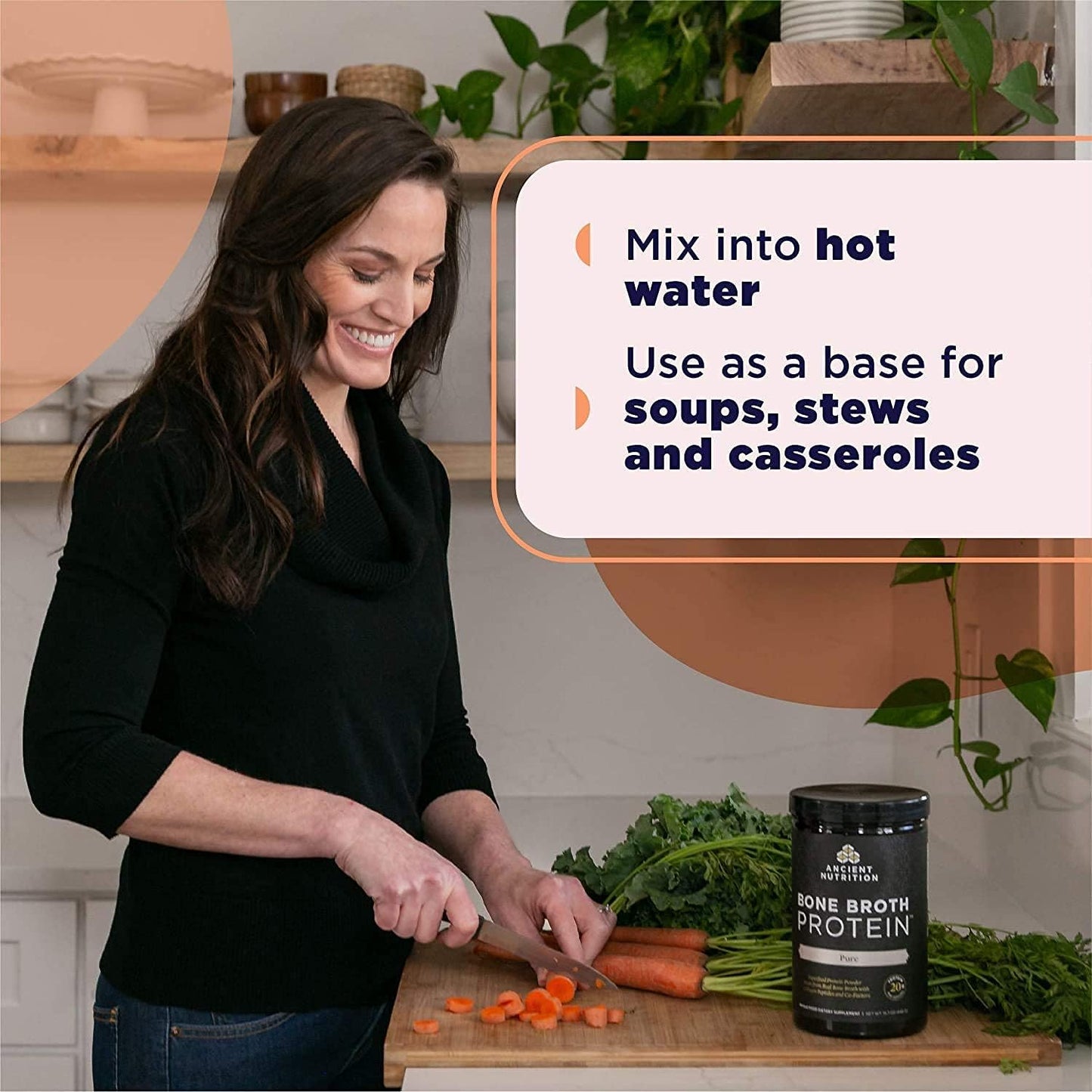 Ancient Nutrition Protein Powder Made from Real Bone Broth, Turmeric, 20g Protein Per Serving