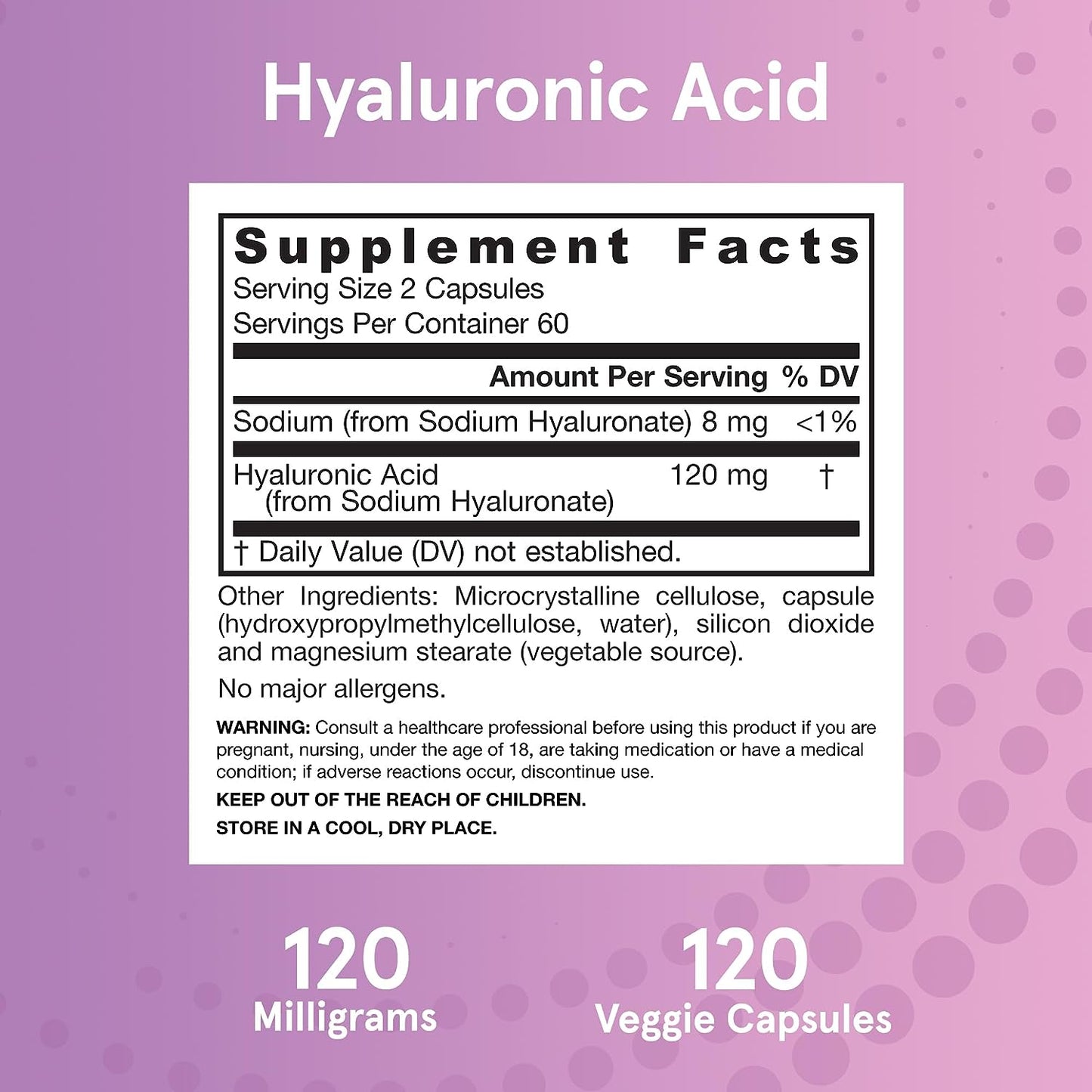 Jarrow Formulas Hyaluronic Acid  120 Veggie Caps