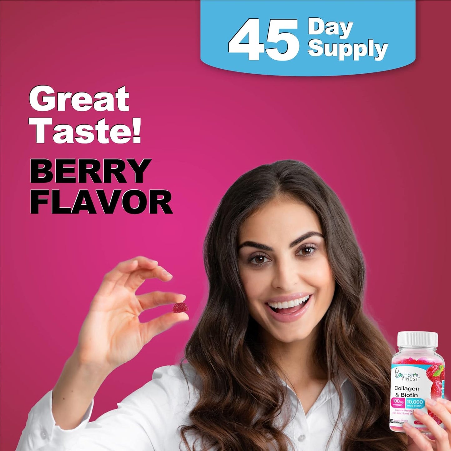 DOCTORS FINEST Collagen and Biotin 10000mcg -90 Gummies