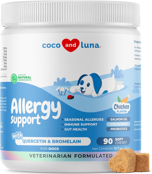 Coco and Luna Dog Allergy Relief - Itching Skin Support -90 soft chews