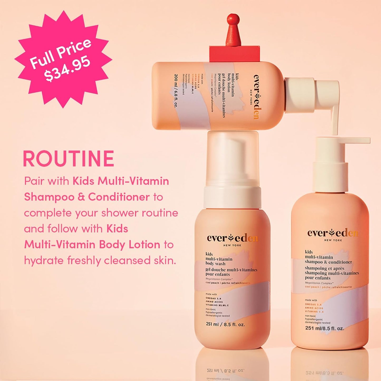 Evereden Kids Shampoo and Conditioner 2 in 1 and Kids Body Wash set