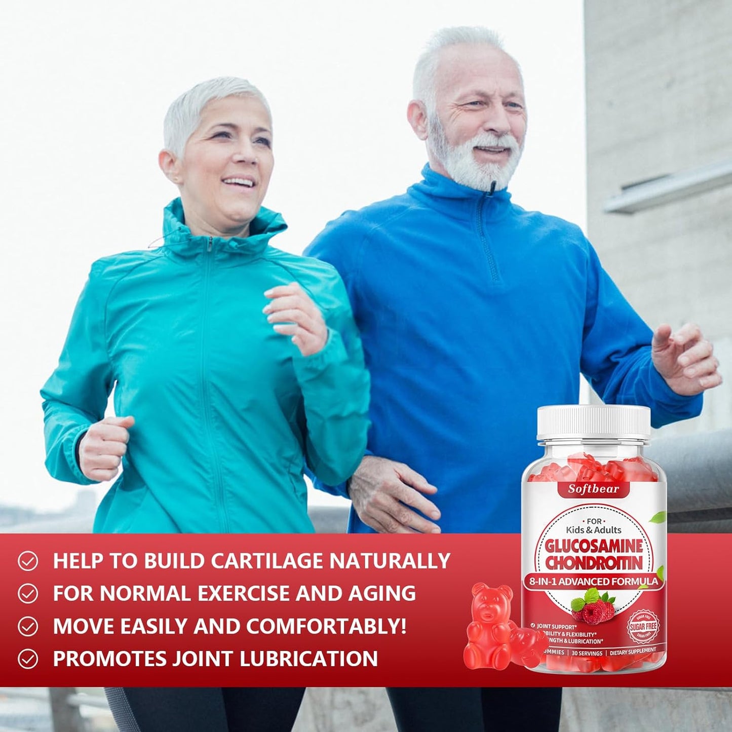 softbear Glucosamine Chondroitin Gummies Sugar Free  60 Count