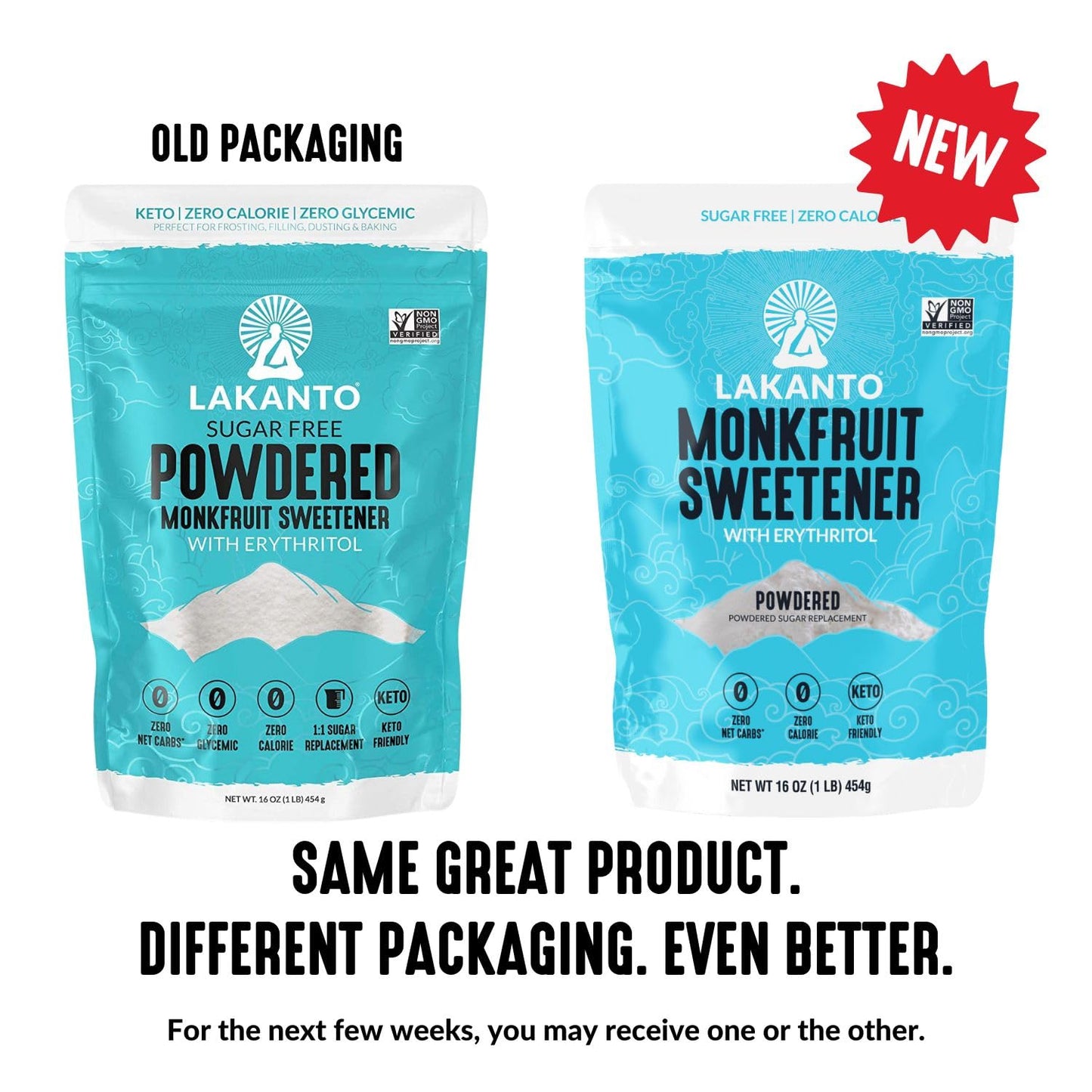 Lakanto Powdered Monk Fruit Sweetener With Erythritol - 1 Lb