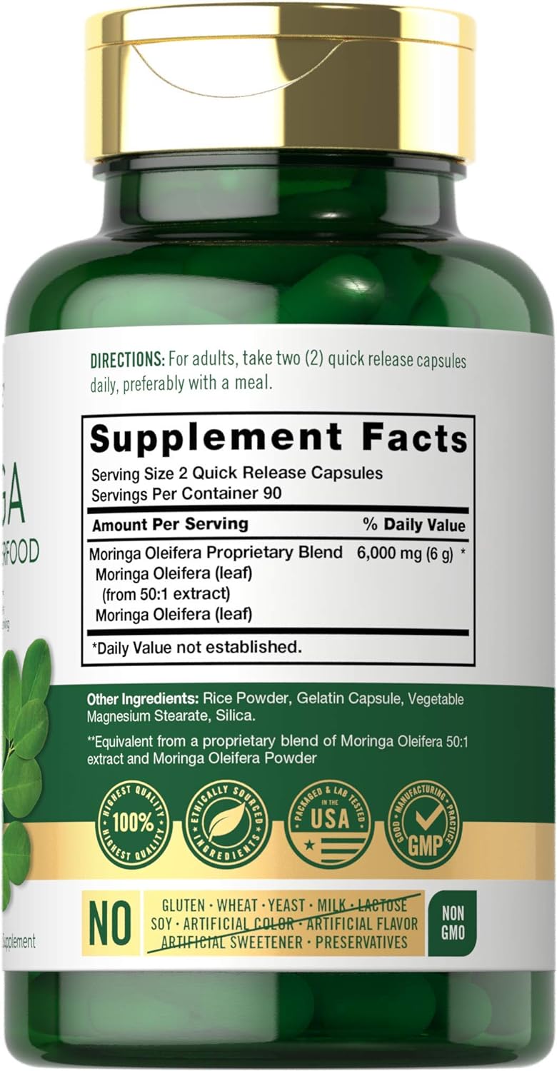 Carlyle Moringa Complete Green Superfood  Oleifera 180 Capsules