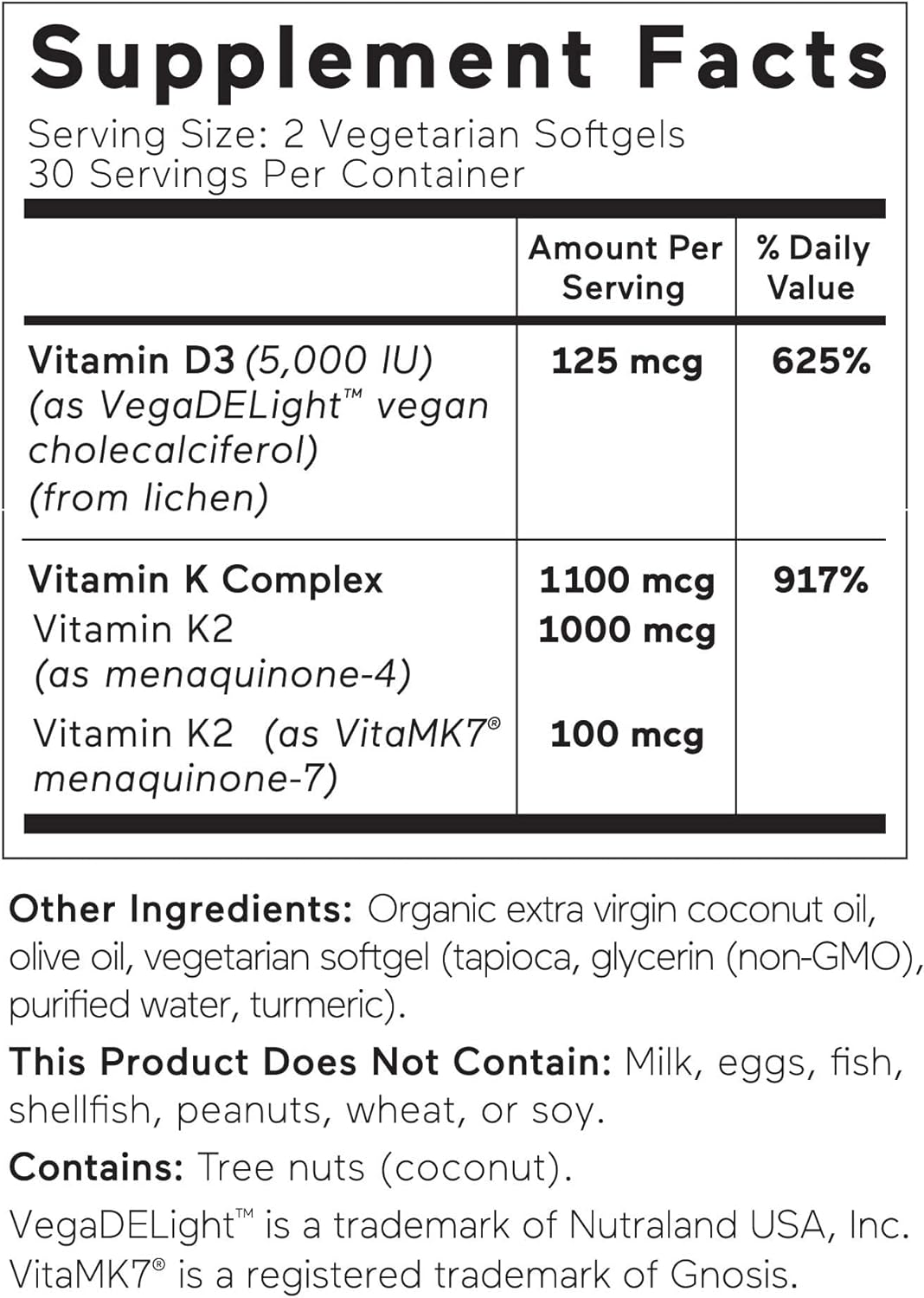Plant-Based Vitamin D3 Immune Support with Vegan K2 Complex 60 count