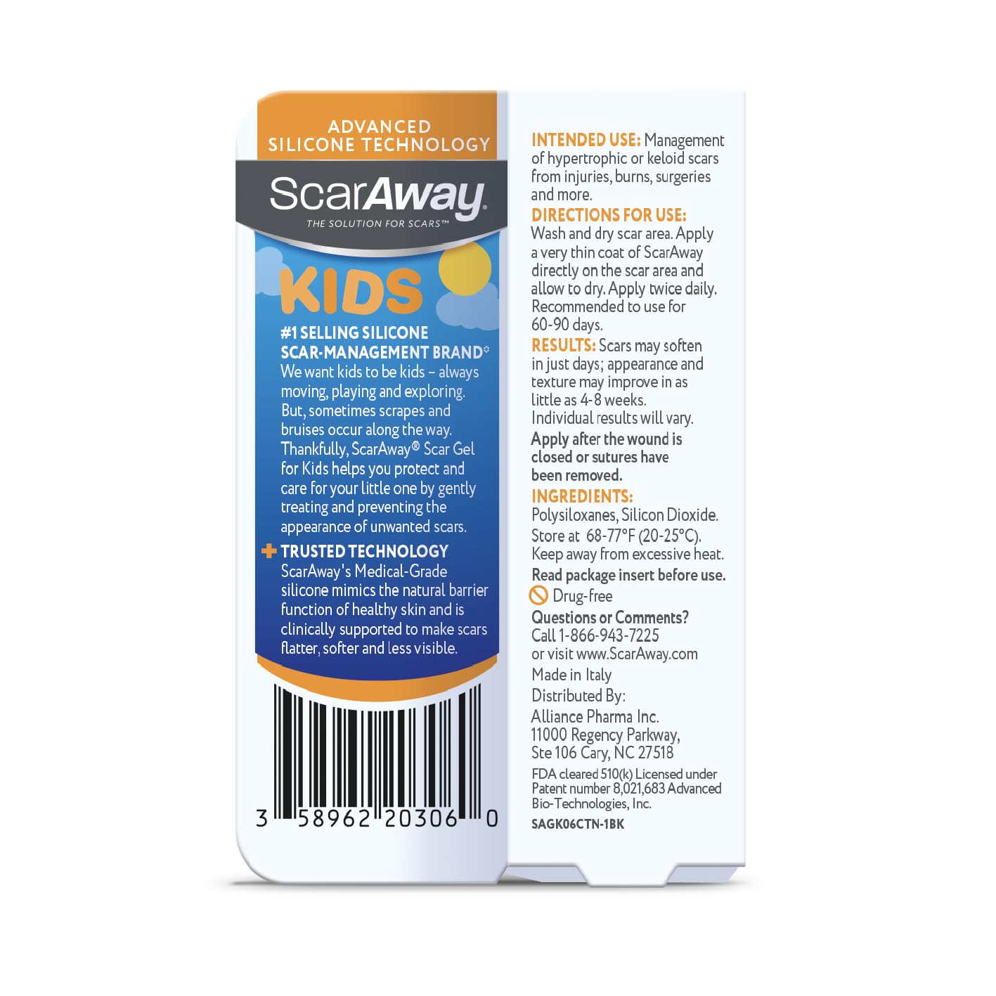 ScarAway Kids Silicone Scar Gel, 100% Medical - 6g