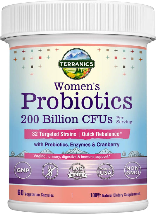 Terranics Daily Probiotics for Women, 200 Billion 32 Strains Womens Probiotics,60 capsules