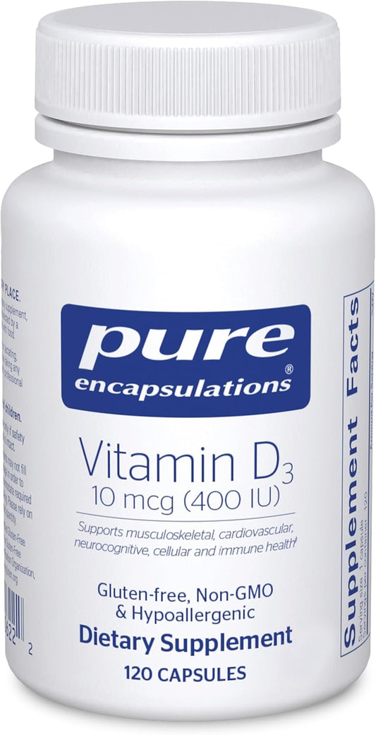 Pure Encapsulations Vitamin D3 10 mcg (400 IU) - 120 Capsules