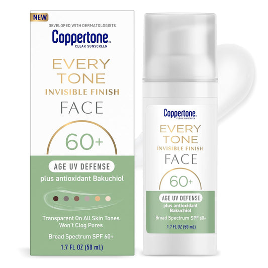 Coppertone Every Tone Invisible Finish SPF 60+ with Bakuchiol, 1.7 Fl Oz