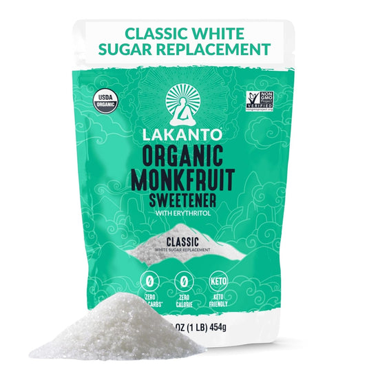 Lakanto Organic Classic Monk Fruit Sweetener with Erythritol - Organic Classic White - 1 lb