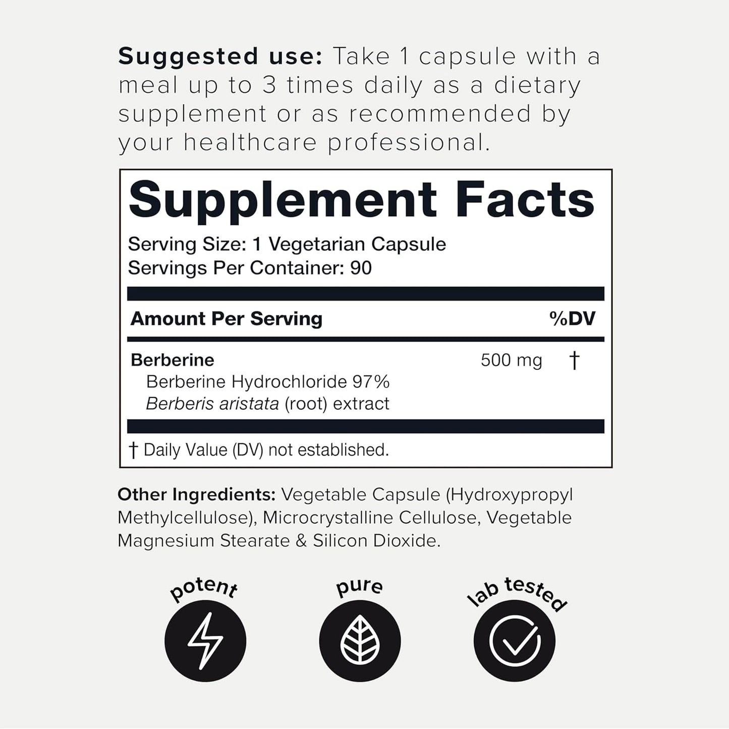 Toniiq Ultra High Strength Berberine HCl 500mg from The Himalayas - 90 Veggie Capsules